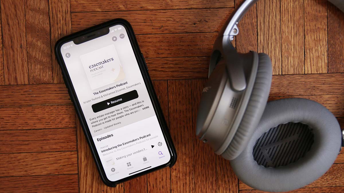 Easemakers Podcast with headphones