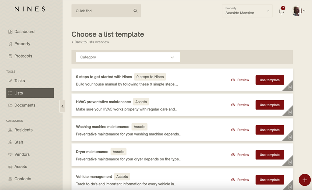 An inside look at Nines 35+ new household management list templates for easier housekeeping, maintenance and more