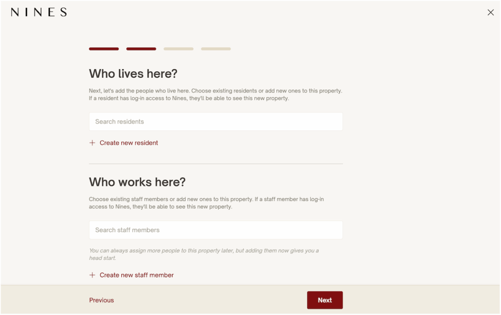 Add residents and staff